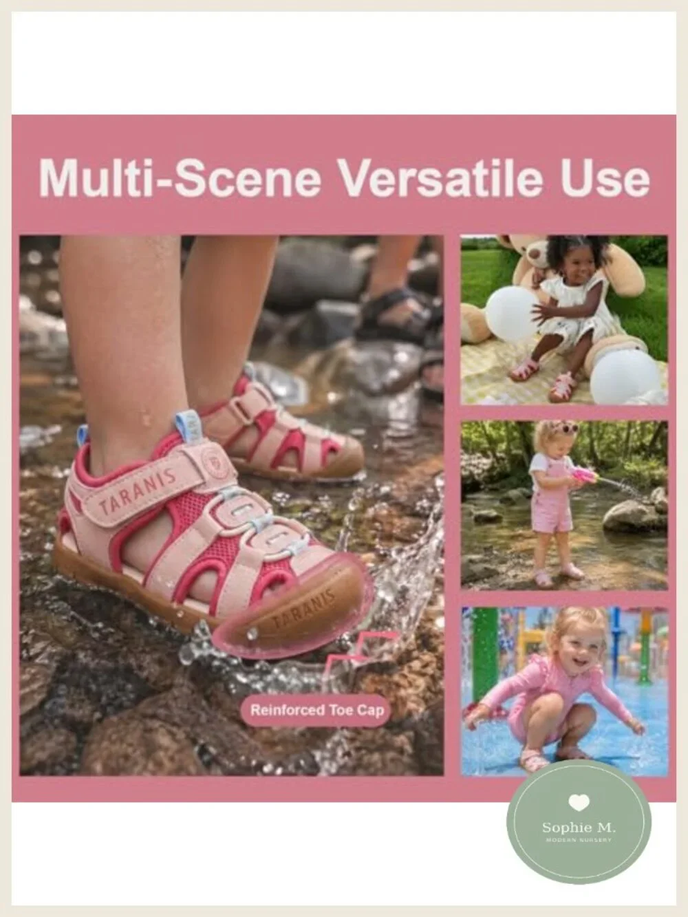 Toddler Boys Girls Closed Toe Athletic Mesh Sandals with Hook and Loop Straps